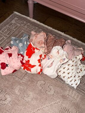 8 Carter's Baby Footies Sleepers bundle! - Pink, White, Red, Blue, Brown